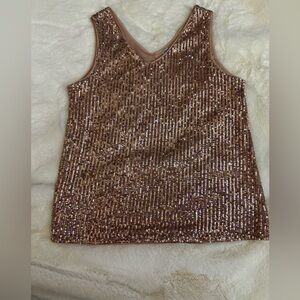 Rose gold Sequin Sleeveless Top
